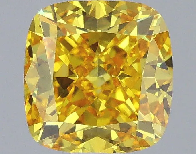 1.00ct CUSHION Fancy Vivid Yellow VVS1 Coloured Lab diamond