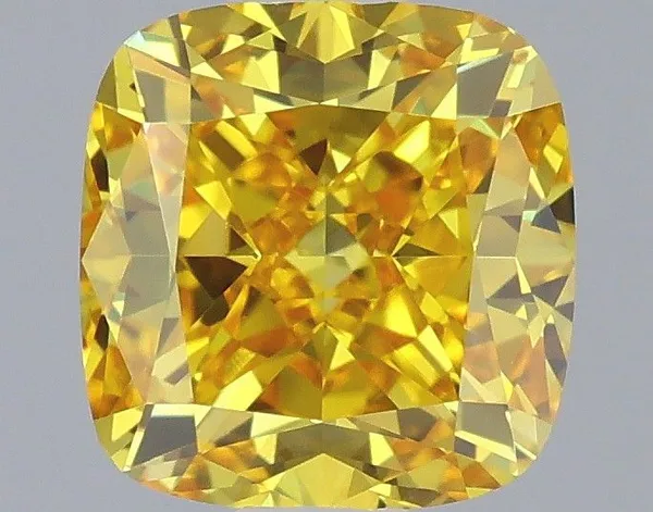 1ct CUSHION Fancy Vivid Yellow VVS1 Coloured Lab diamond