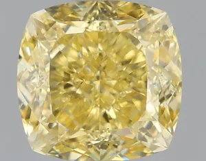 1.09ct CUSHION Fancy Intense Yellow VS1 Coloured Lab diamond