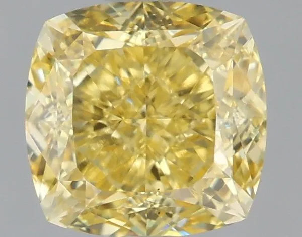 1.09ct CUSHION Fancy Intense Yellow VS1 Coloured Lab diamond