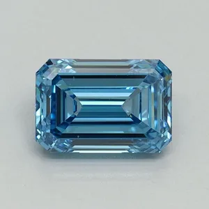 1ct EMERALD Fancy Vivid Blue VS1 Coloured Lab diamond