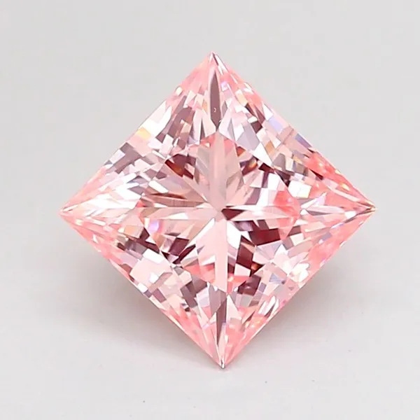 1.57ct PRINCESS Fancy Vivid Pink VS1 Coloured Lab diamond