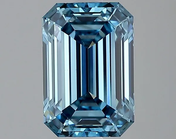 1.8ct EMERALD Fancy Vivid Blue VS1 Coloured Lab diamond