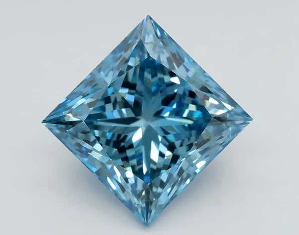 3.02ct PRINCESS Fancy Vivid Blue VS1 Coloured Lab diamond