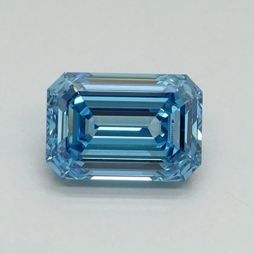 1.07ct EMERALD Fancy Vivid Blue VVS2 Coloured Lab diamond