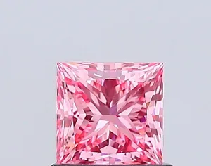 0.9ct PRINCESS Fancy Vivid Pink VVS2 Coloured Lab diamond