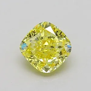 0.79ct CUSHION Fancy Intense Yellow VVS2 Coloured Lab diamond