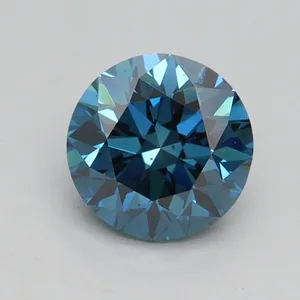 0.95ct ROUND Fancy Vivid Blue SI1 Coloured Lab diamond