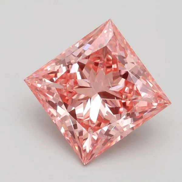 3ct PRINCESS Fancy Vivid Pink SI1 Coloured Lab diamond