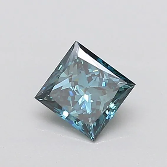 0.91ct PRINCESS Fancy Vivid Greenish Blue VS1 Coloured Lab diamond