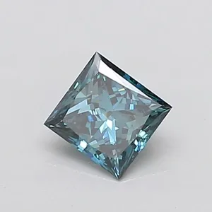 0.91ct PRINCESS Fancy Vivid Greenish Blue VS1 Coloured Lab diamond