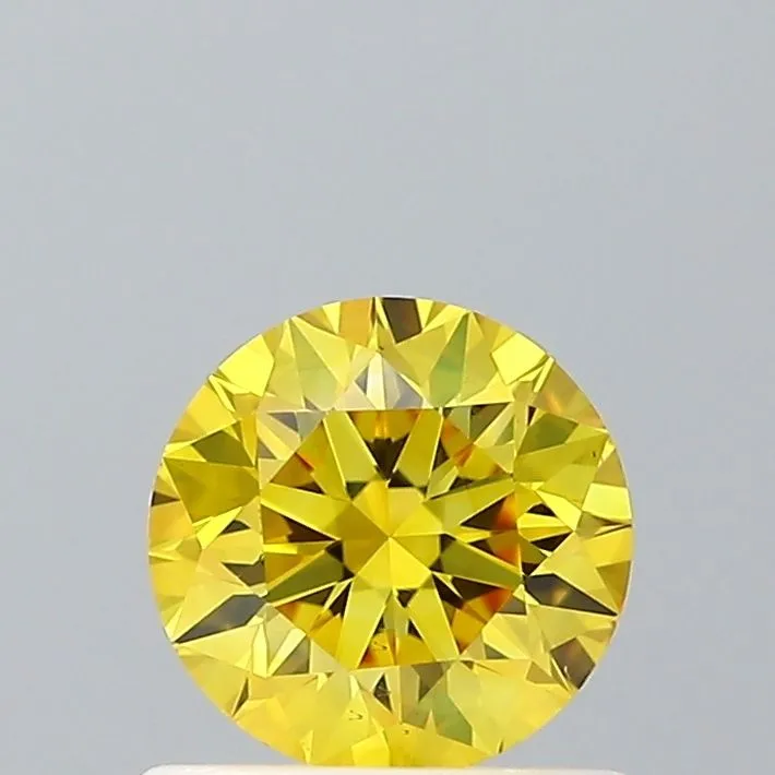 0.65ct ROUND Fancy Vivid Yellow VS2 Coloured Lab diamond