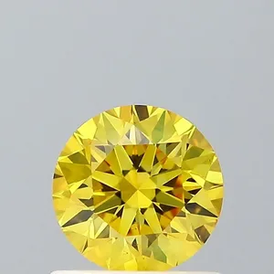 0.65ct ROUND Fancy Vivid Yellow VS2 Coloured Lab diamond