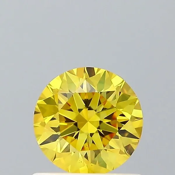 0.65ct ROUND Fancy Vivid Yellow VS2 Coloured Lab diamond