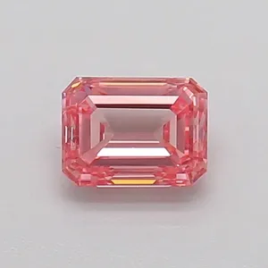 0.51ct EMERALD Fancy Vivid Pink VS2 Coloured Lab diamond