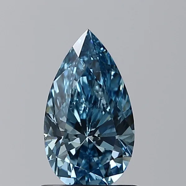 0.9ct PEAR Fancy Vivid Blue VS2 Coloured Lab diamond