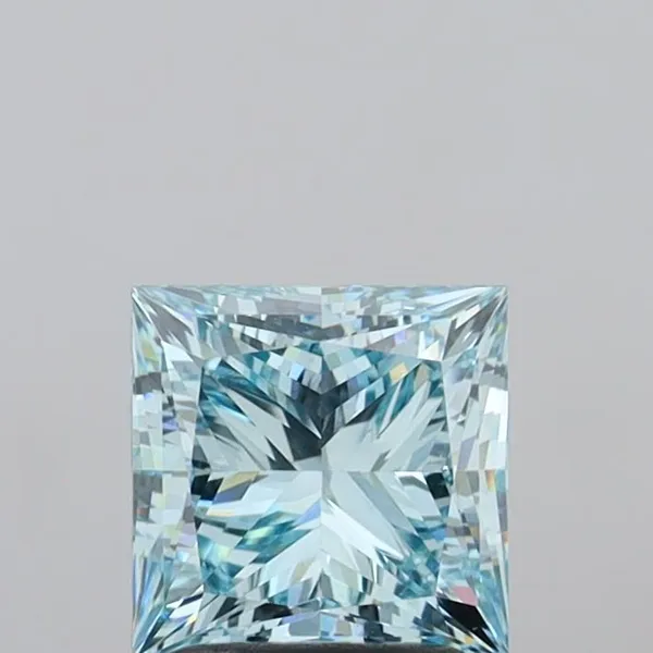 1.91ct PRINCESS Fancy Intense Greenish Blue VS1 Coloured Lab diamond