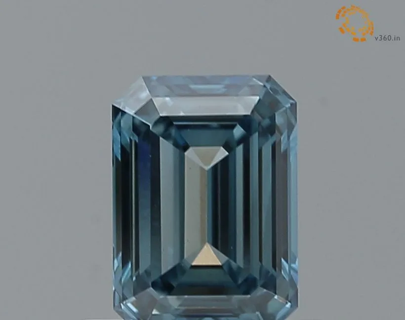 0.69ct EMERALD Fancy Vivid Blue VS1 Coloured Lab diamond