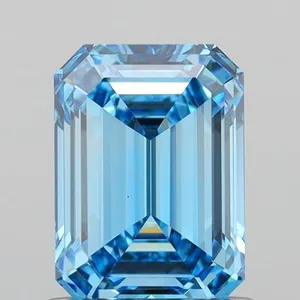 1.12ct EMERALD Fancy Vivid Blue VVS1 Coloured Lab diamond
