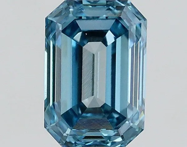0.64ct EMERALD Fancy Vivid Blue VS1 Coloured Lab diamond