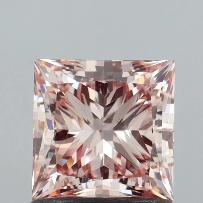 1.16ct PRINCESS Fancy Brownish Pink VS1 Coloured Lab diamond