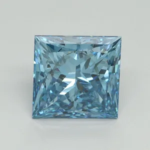 4.06ct PRINCESS Fancy Vivid Blue VS2 Coloured Lab diamond