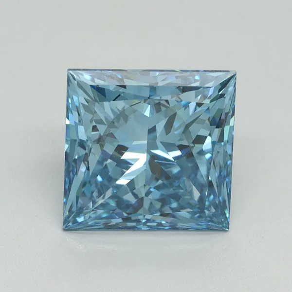 4.06ct PRINCESS Fancy Vivid Blue VS2 Coloured Lab diamond