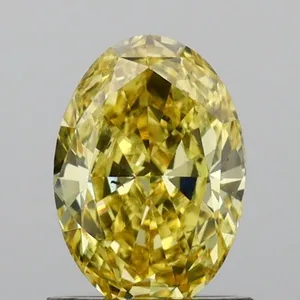 1.13ct OVAL Fancy Vivid Yellow VS2 Coloured Lab diamond