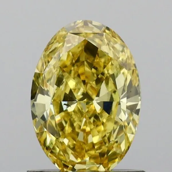1.13ct OVAL Fancy Vivid Yellow VS2 Coloured Lab diamond