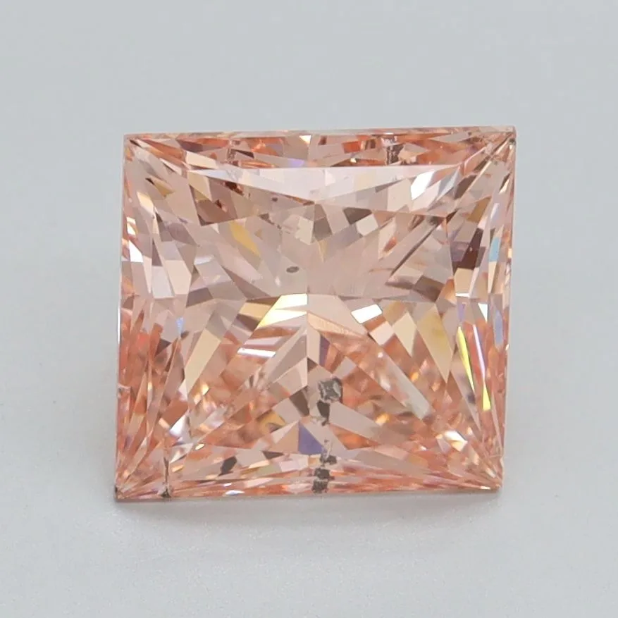 2.40ct PRINCESS Fancy Intense Pink SI2 Coloured Lab diamond