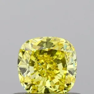 0.48ct CUSHION Fancy Vivid Yellow VS2 Coloured Lab diamond