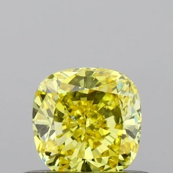 0.48ct CUSHION Fancy Vivid Yellow VS2 Coloured Lab diamond