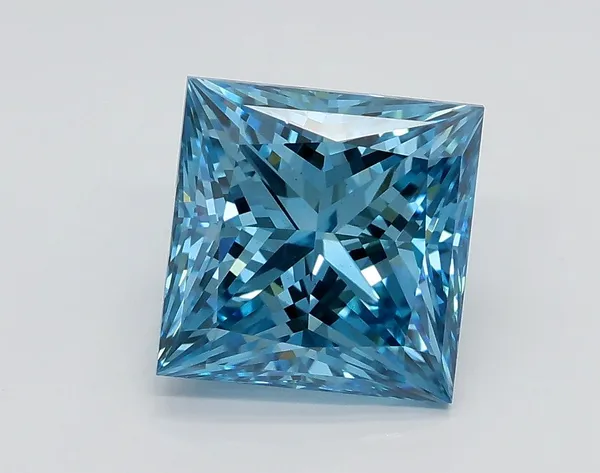 2.22ct PRINCESS Fancy Vivid Blue VS2 Coloured Lab diamond