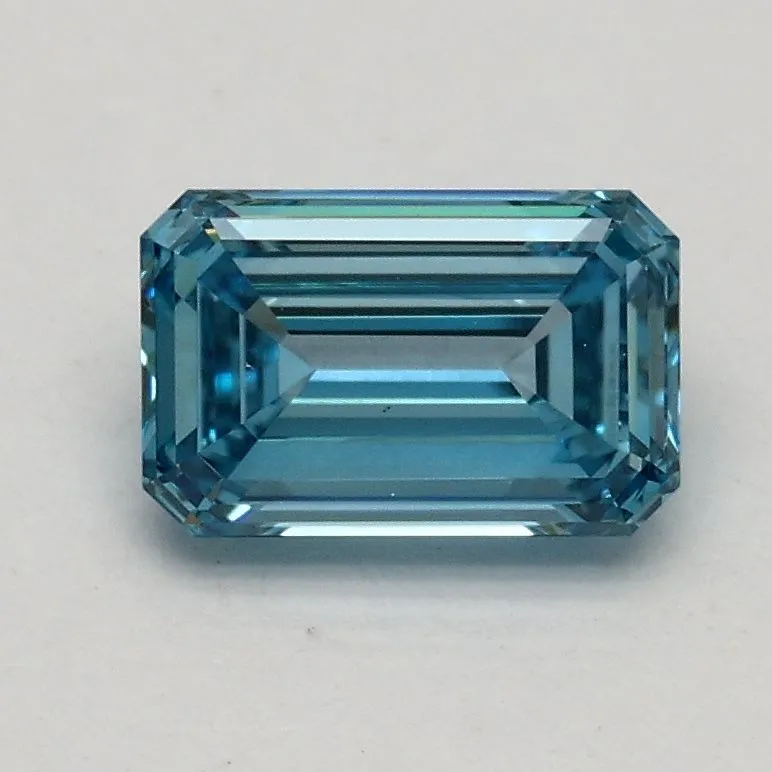 0.73ct EMERALD Fancy Vivid Blue VVS2 Coloured Lab diamond
