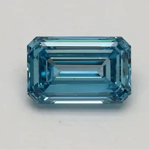 0.73ct EMERALD Fancy Vivid Blue VVS2 Coloured Lab diamond