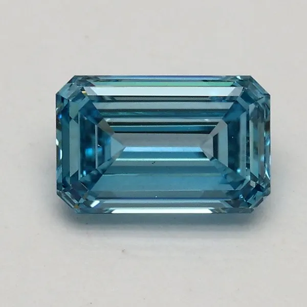 0.73ct EMERALD Fancy Vivid Blue VVS2 Coloured Lab diamond