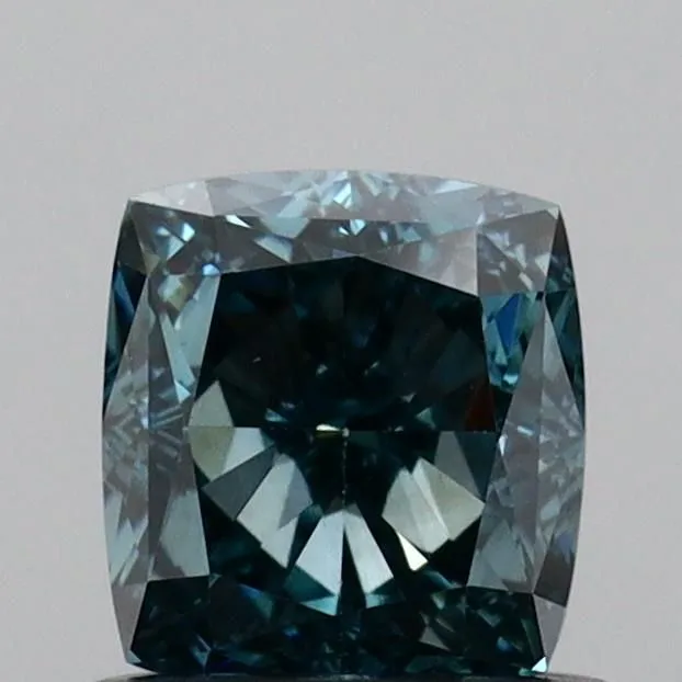 0.87ct CUSHION Fancy Vivid Green Blue VS1 Coloured Lab diamond
