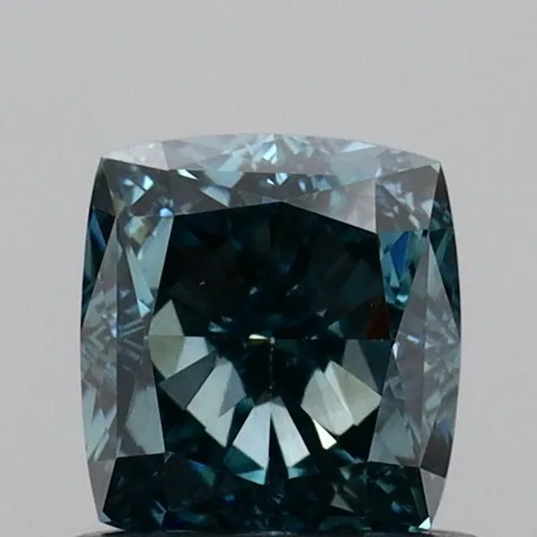 0.87ct CUSHION Fancy Vivid Green Blue VS1 Coloured Lab diamond