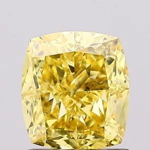 1.34ct CUSHION Fancy Vivid Yellow VS1 Coloured Lab diamond