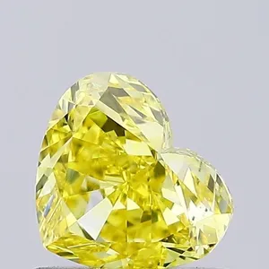 0.82ct HEART Fancy Vivid Yellow VS2 Coloured Lab diamond