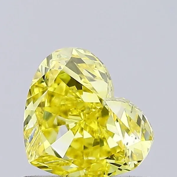 0.82ct HEART Fancy Vivid Yellow VS2 Coloured Lab diamond