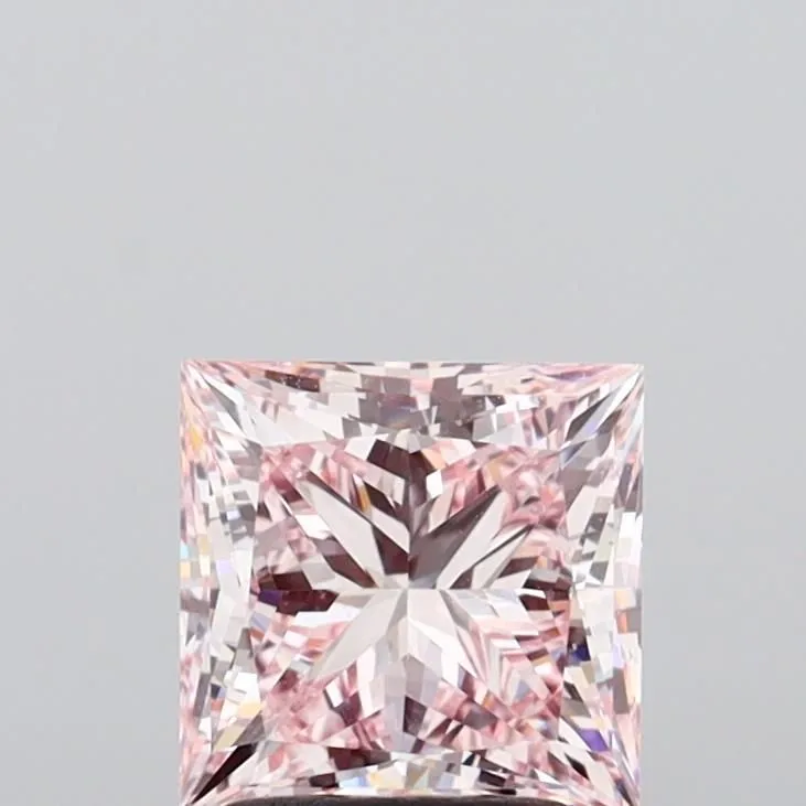 2.00ct PRINCESS Fancy Intense Pink VS1 Coloured Lab diamond