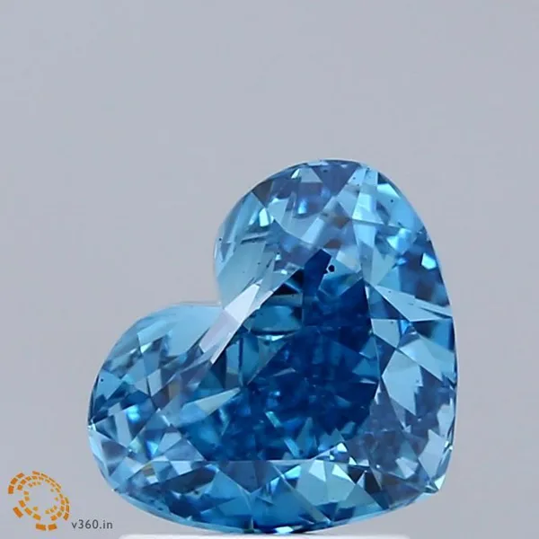 1.59ct HEART Fancy Vivid Blue VS2 Coloured Lab diamond