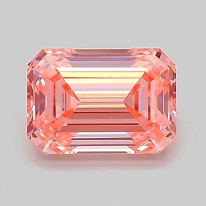 1.12ct EMERALD Fancy Vivid Orangey Pink VS1 Coloured Lab diamond