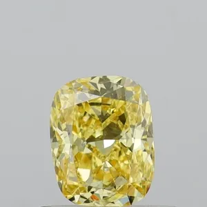 0.51ct CUSHION Fancy Intense Yellow VS2 Coloured Lab diamond
