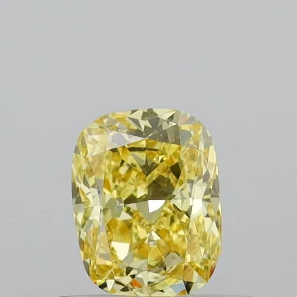 0.51ct CUSHION Fancy Intense Yellow VS2 Coloured Lab diamond