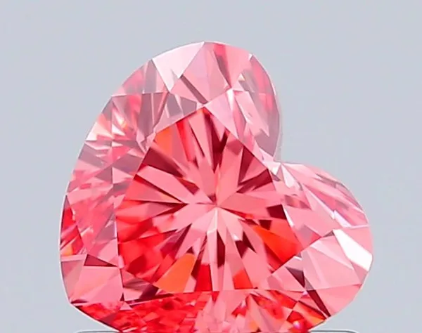 0.91ct HEART Fancy Vivid Pink VVS2 Coloured Lab diamond