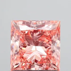 1.5ct PRINCESS Fancy Intense Brownish Pink VS1 Coloured Lab diamond