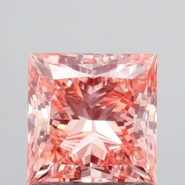 1.5ct PRINCESS Fancy Intense Brownish Pink VS1 Coloured Lab diamond