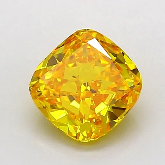 0.90ct CUSHION Fancy Vivid Yellow VVS2 Coloured Lab diamond